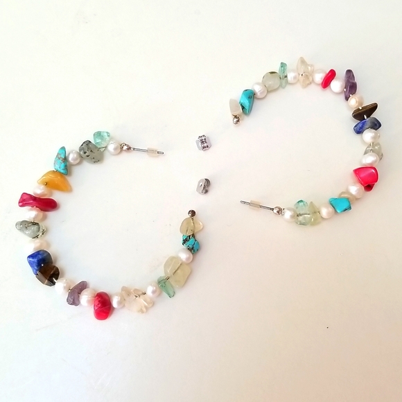 Zara gemstone and pearl hoop earrings! - Picture 6 of 6